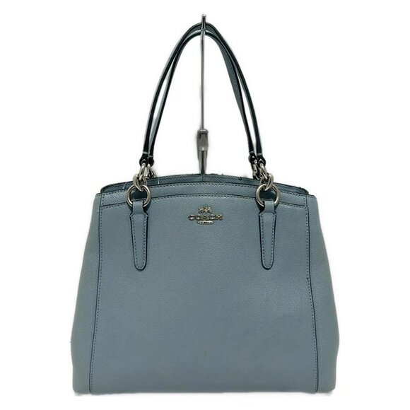 Auth COACH - F57847 Blue Gray Leather Tote Bag - Picture 1 of 9